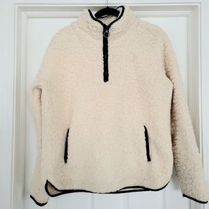 Thread and Supply cream thick 1/4 zip fleece size small